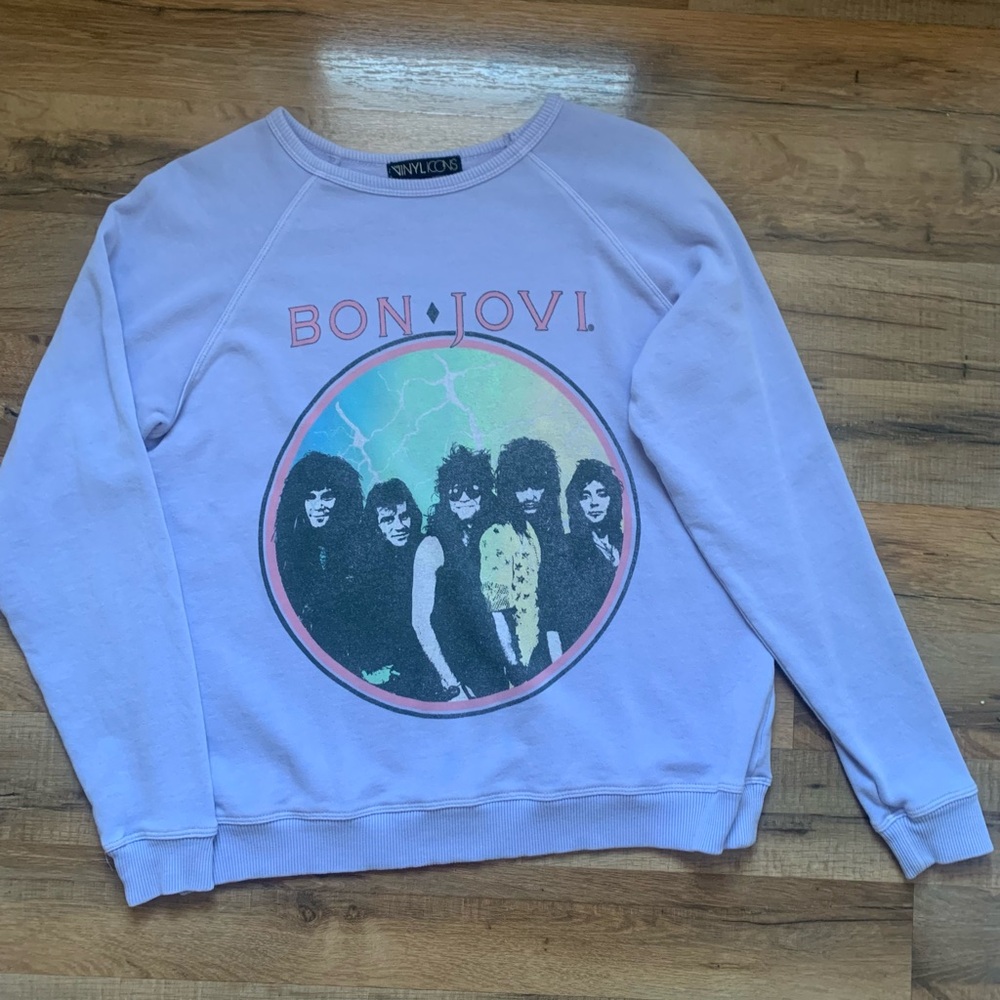 Bon Jovi Band Vinyl Icons Sweatshirt (Buckle) EUC